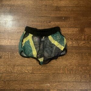🔴Mesh cotton Shorts with Yellow and Green Accents swimsuit coverup Jamaica
